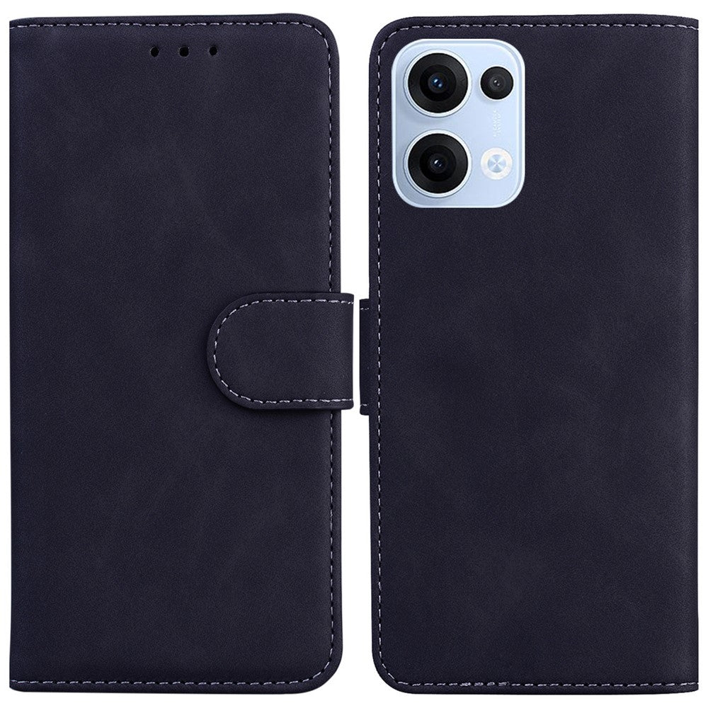 For Oppo Reno13 5G (Global) Case Solid Color Leather Wallet Phone Cover - Black