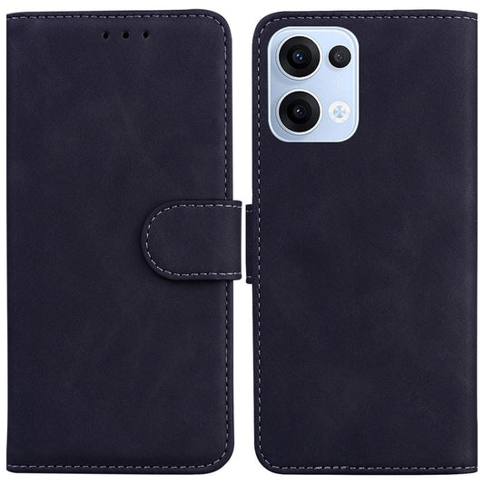 For Oppo Reno13 5G (Global) Case Solid Color Leather Wallet Phone Cover - Black