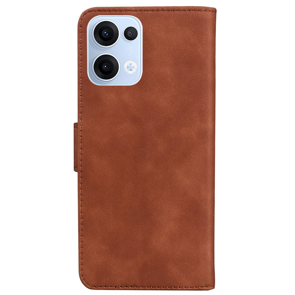 For Oppo Reno13 5G (Global) Case Solid Color Leather Wallet Phone Cover - Brown