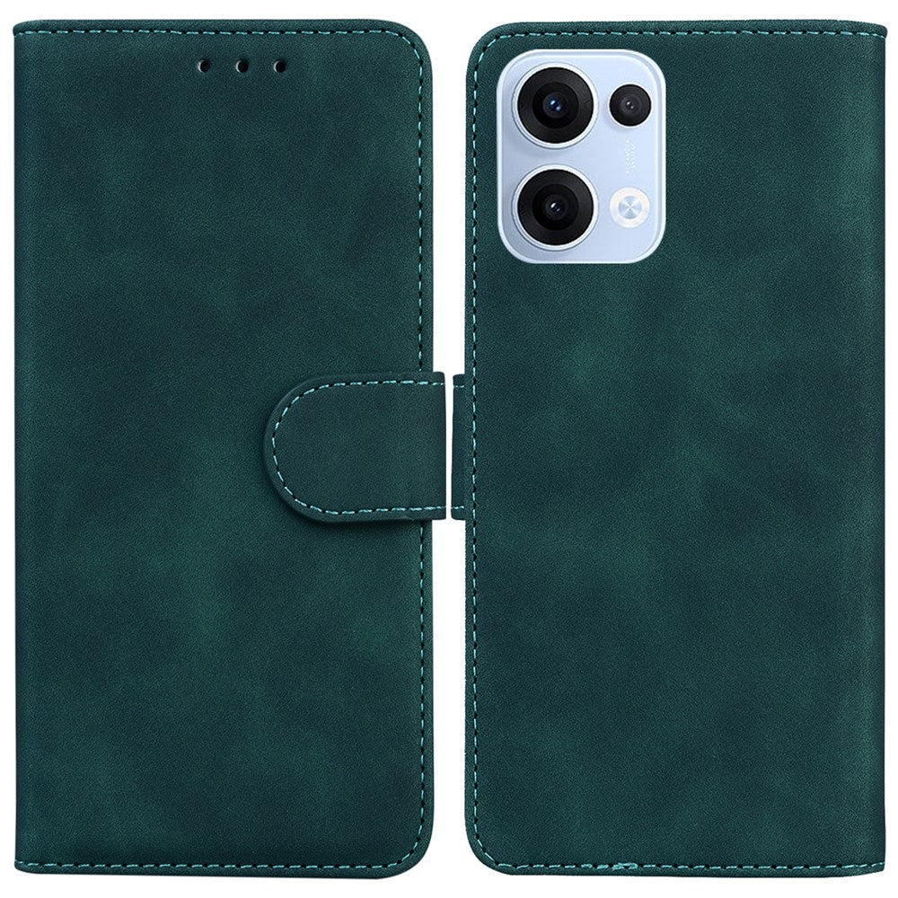 For Oppo Reno13 5G (Global) Case Solid Color Leather Wallet Phone Cover - Green