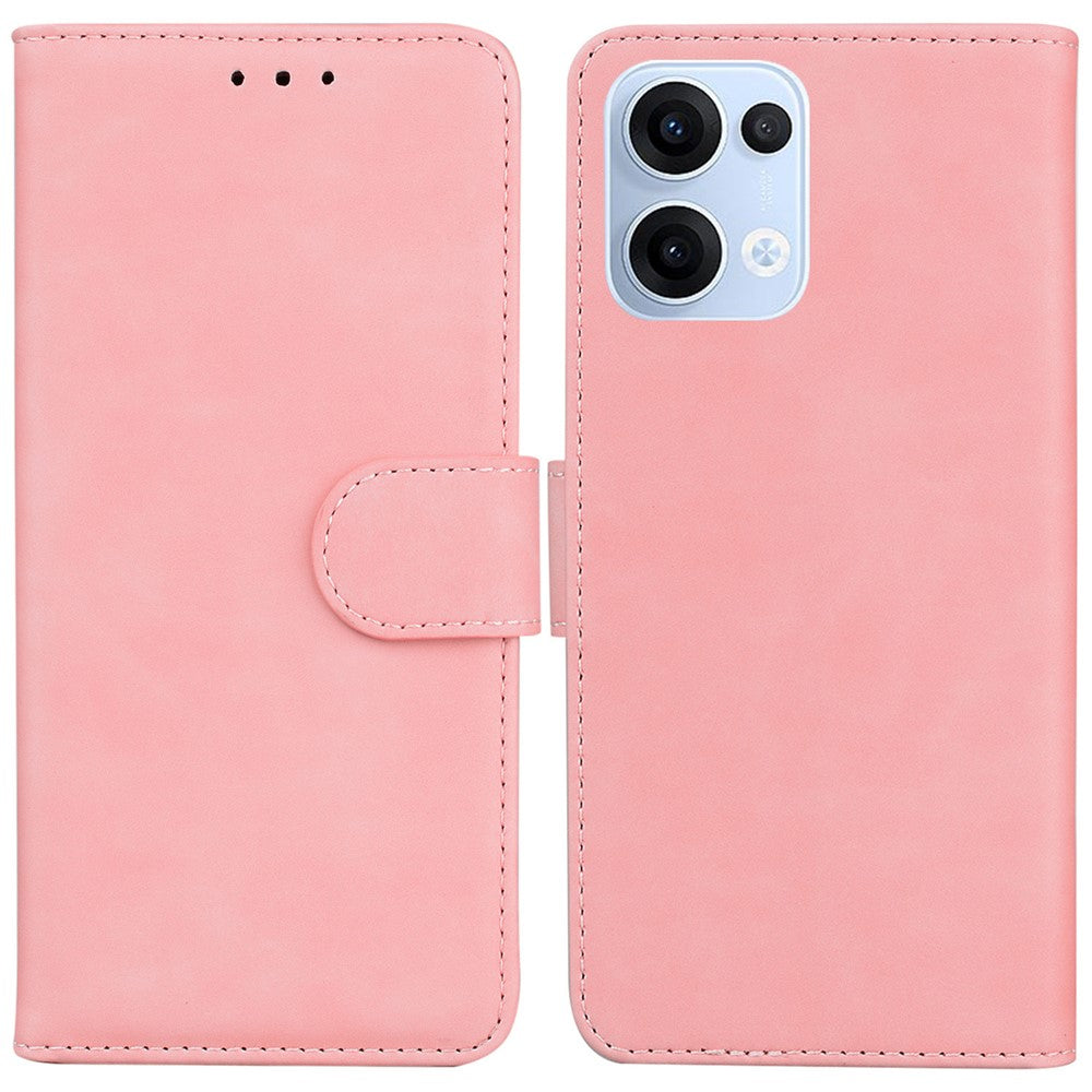 For Oppo Reno13 5G (Global) Case Solid Color Leather Wallet Phone Cover - Pink