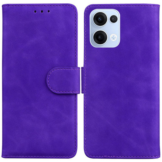 For Oppo Reno13 5G (Global) Case Solid Color Leather Wallet Phone Cover - Purple