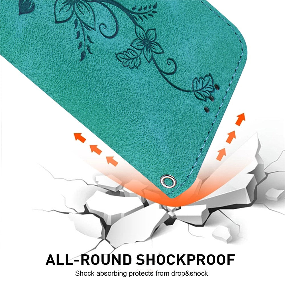 For Oppo Reno13 5G (Global) Case Lily Flower Imprint Leather Phone Cover with Stand - Green