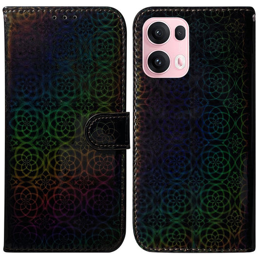For Oppo Reno13 Pro 5G Stand Case Dazzling Flower Leather Phone Cover - Black