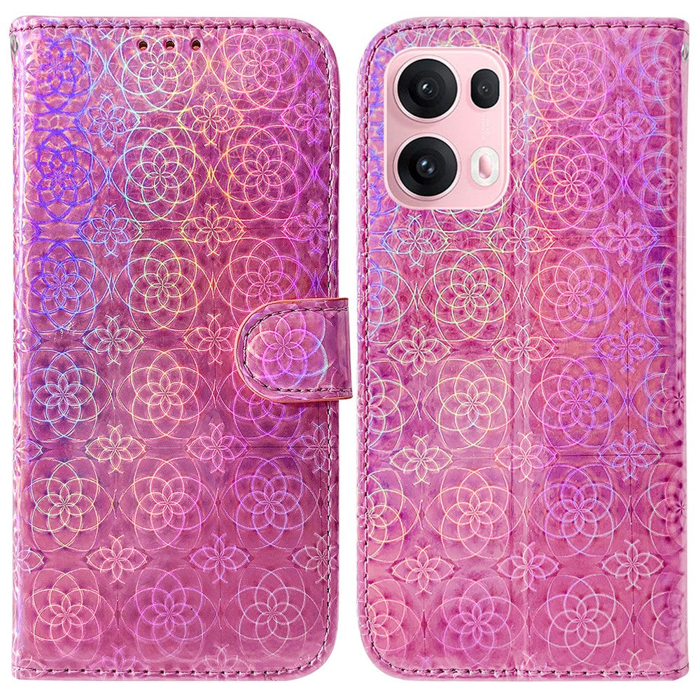 For Oppo Reno13 Pro 5G Stand Case Dazzling Flower Leather Phone Cover - Pink