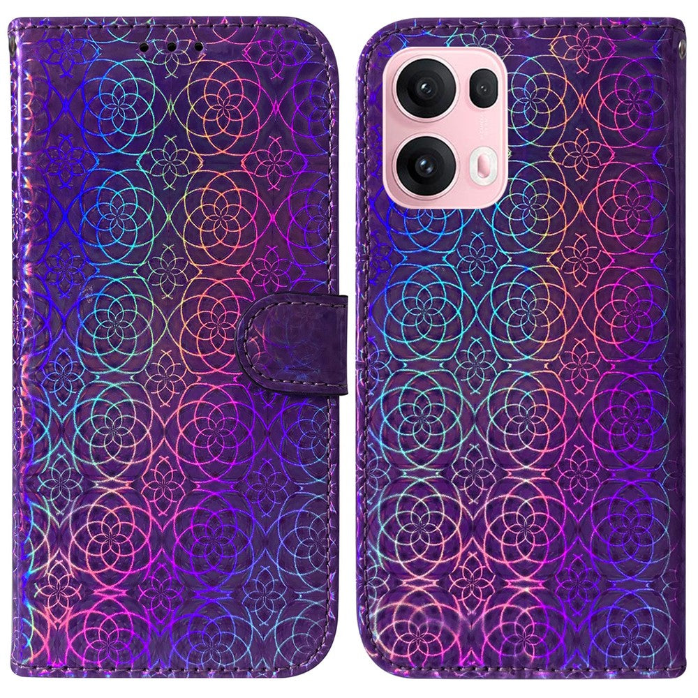 For Oppo Reno13 Pro 5G Stand Case Dazzling Flower Leather Phone Cover - Purple