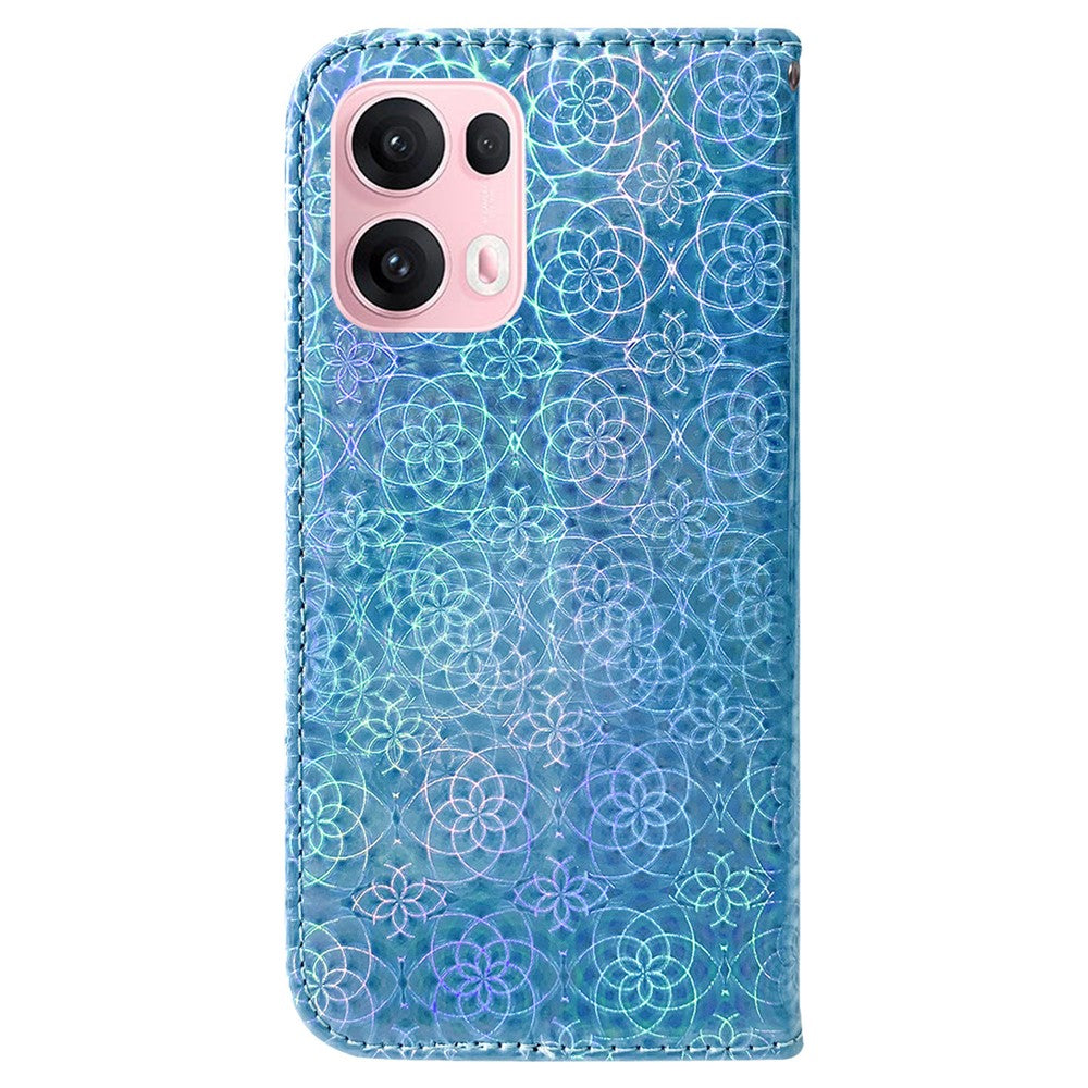 For Oppo Reno13 Pro 5G Stand Case Dazzling Flower Leather Phone Cover - Blue
