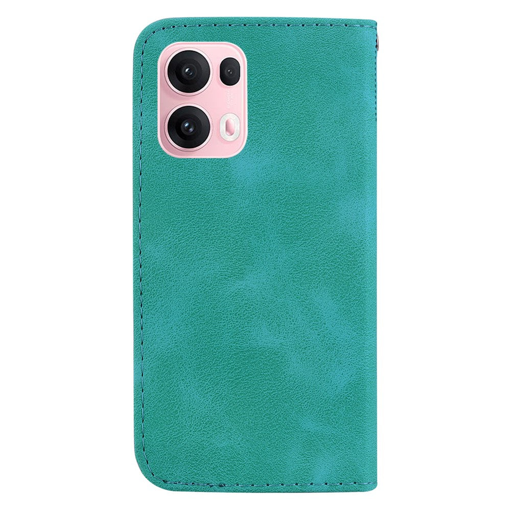 For Oppo Reno13 Pro 5G Stand Case 7-Shaped Pattern Imprint Leather Phone Cover - Green
