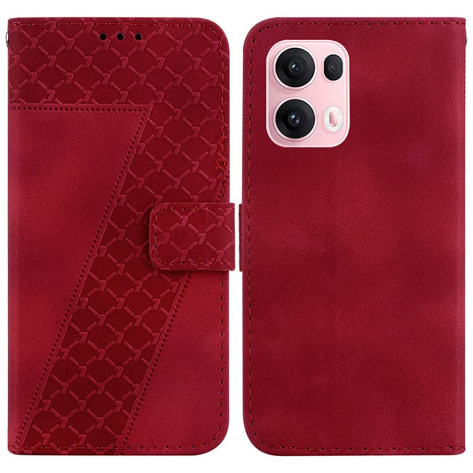For Oppo Reno13 Pro 5G Stand Case 7-Shaped Pattern Imprint Leather Phone Cover - Red