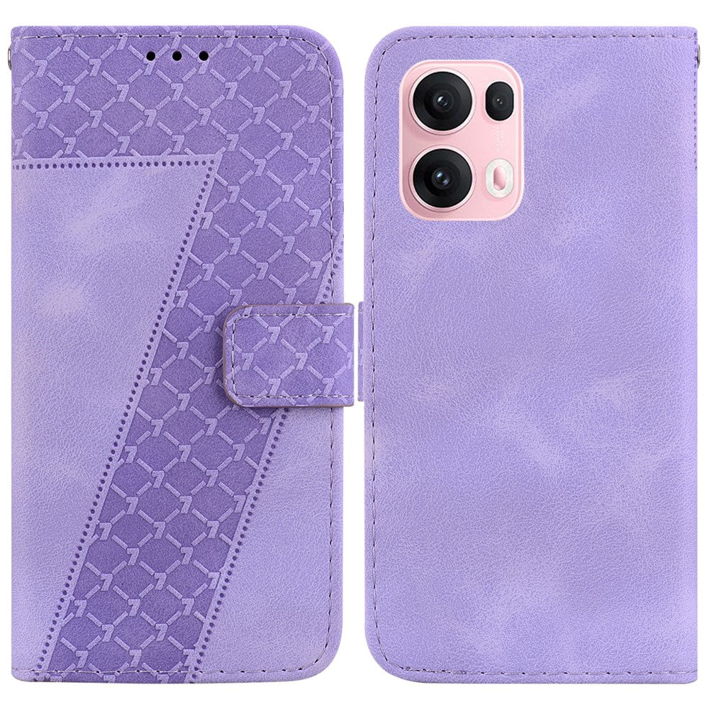 For Oppo Reno13 Pro 5G Stand Case 7-Shaped Pattern Imprint Leather Phone Cover - Purple
