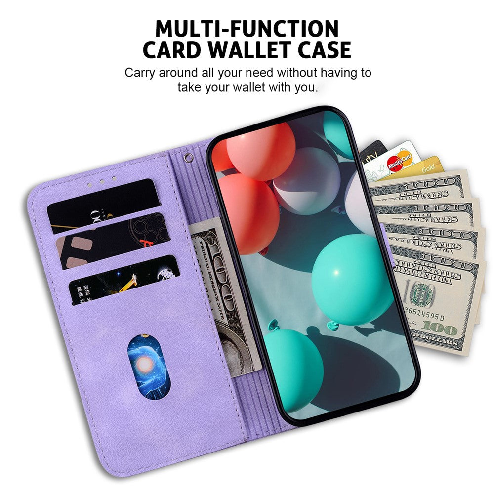 For Oppo Reno13 Pro 5G Stand Case 7-Shaped Pattern Imprint Leather Phone Cover - Purple
