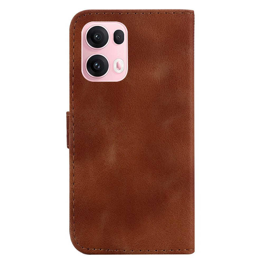 For Oppo Reno13 Pro 5G Stand Case 7-Shaped Pattern Imprint Leather Phone Cover - Brown