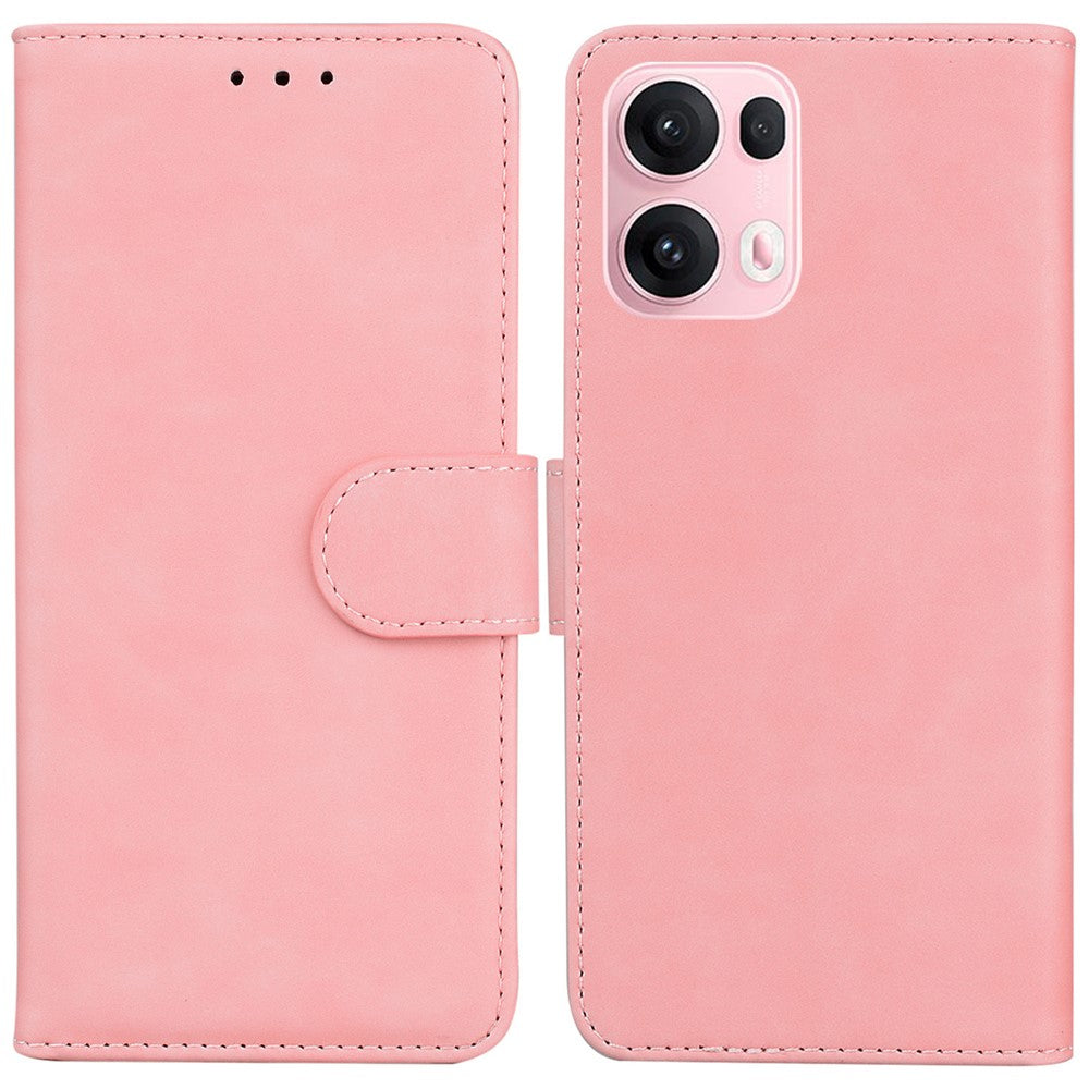For Oppo Reno13 Pro 5G Case Solid Color Leather Wallet Phone Cover - Pink