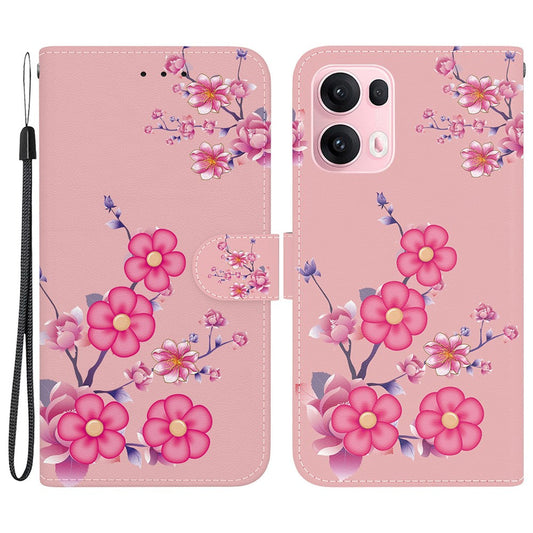 For Oppo Reno13 Pro 5G Wallet Phone Case Anti-Drop Leather Flip Cover Pattern Printing - Sakura