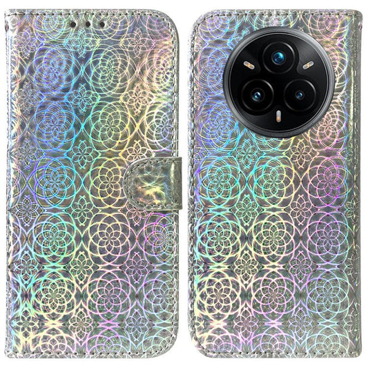 For Realme 14 Pro+ 5G Stand Case Dazzling Flower Leather Phone Cover - Grey