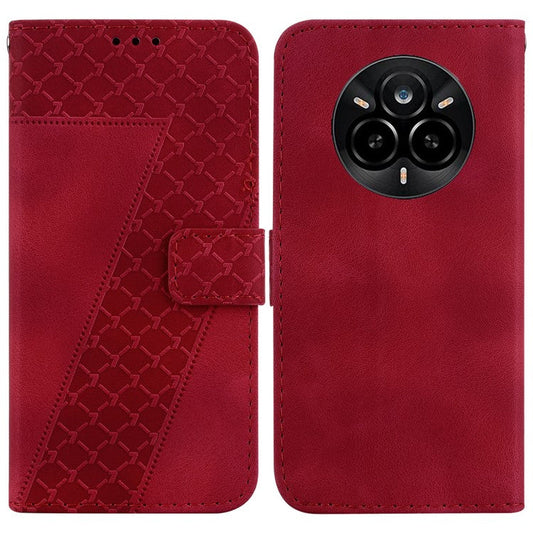 For Realme 14 Pro 5G Stand Case 7-Shaped Pattern Imprint Leather Phone Cover - Red