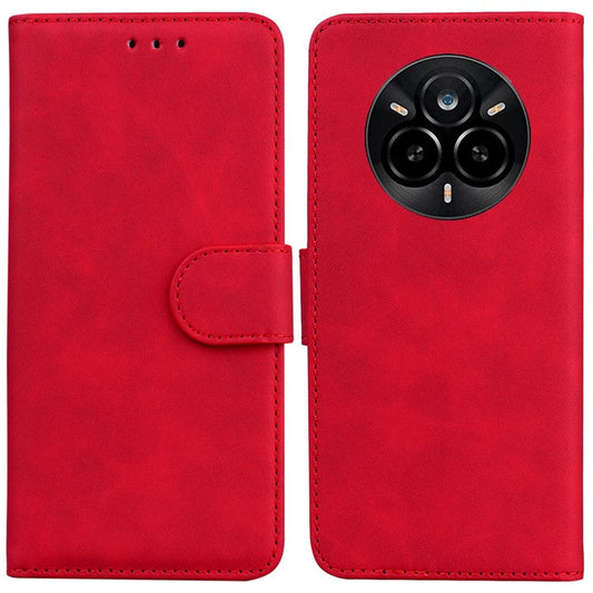 For Realme 14 Pro 5G Case Solid Color Leather Wallet Phone Cover - Red