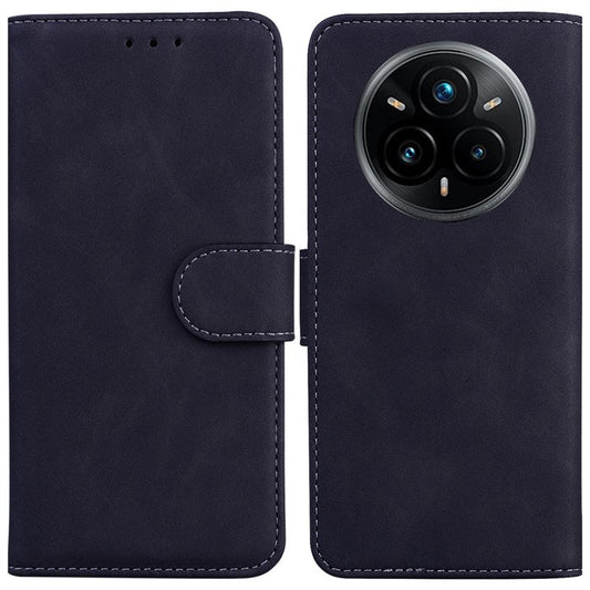 For Realme 14 Pro+ 5G Case Solid Color Leather Wallet Phone Cover - Black