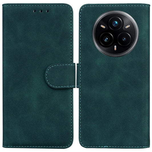 For Realme 14 Pro+ 5G Case Solid Color Leather Wallet Phone Cover - Green