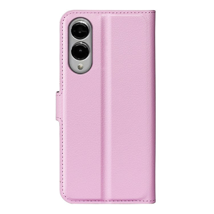 For Samsung Galaxy S25 Edge Case Litchi Texture Shockproof Leather Wallet Phone Cover - Pink