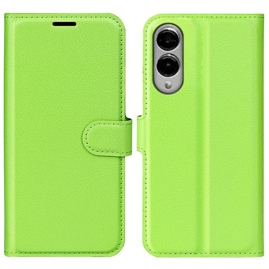 For Samsung Galaxy S25 Edge Case Litchi Texture Shockproof Leather Wallet Phone Cover - Green
