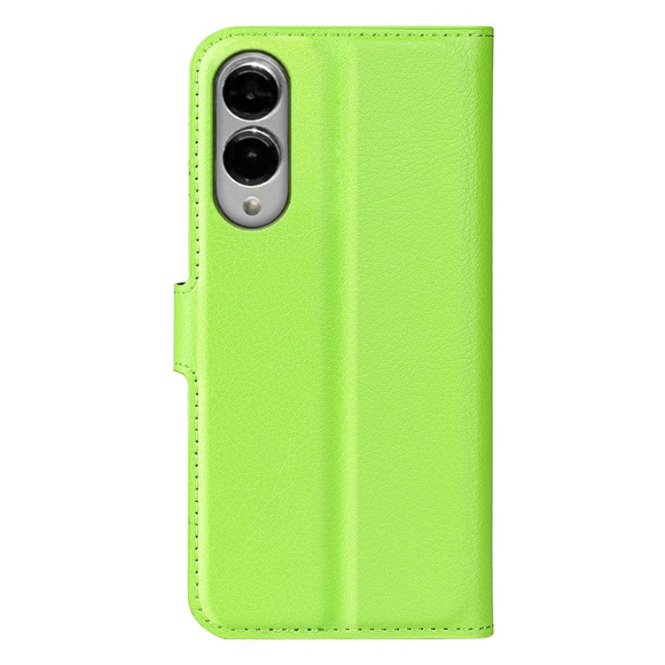 For Samsung Galaxy S25 Edge Case Litchi Texture Shockproof Leather Wallet Phone Cover - Green