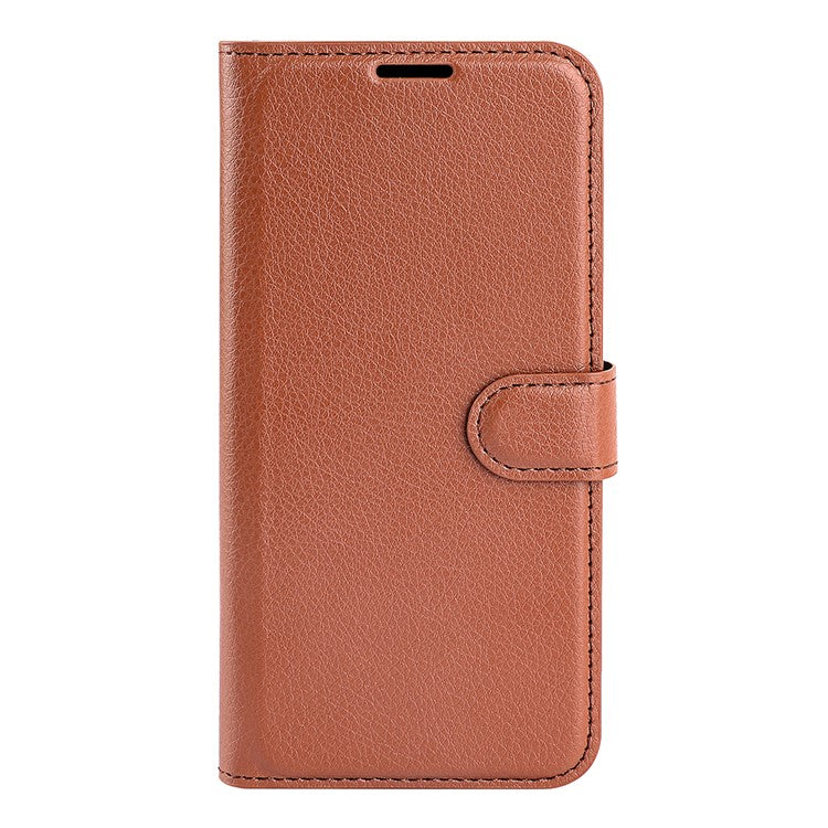 For Samsung Galaxy S25 Edge Case Litchi Texture Shockproof Leather Wallet Phone Cover - Brown
