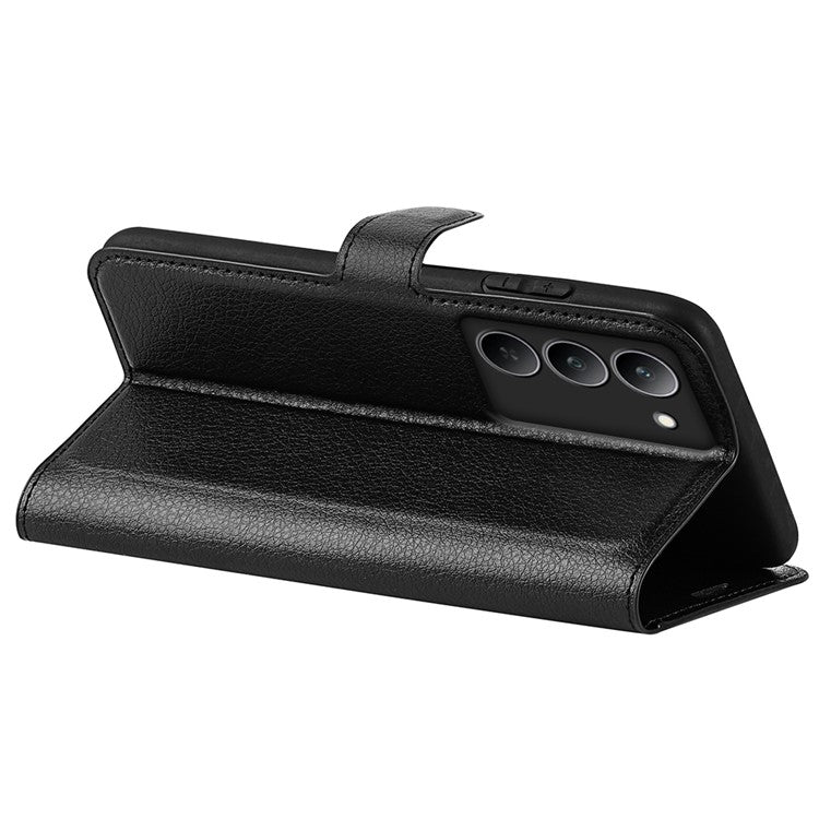 For Realme 14x 4G Case Litchi Texture Shockproof Leather Wallet Phone Cover - Black