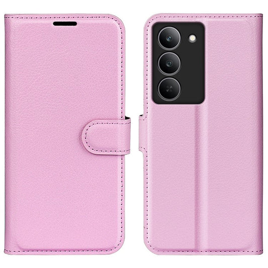For Realme 14x 4G Case Litchi Texture Shockproof Leather Wallet Phone Cover - Pink