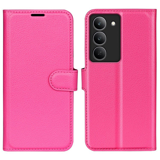 For Realme 14x 4G Case Litchi Texture Shockproof Leather Wallet Phone Cover - Rose