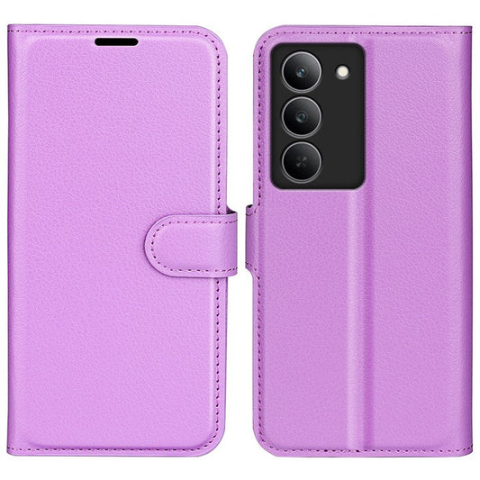 For Realme 14x 4G Case Litchi Texture Shockproof Leather Wallet Phone Cover - Purple