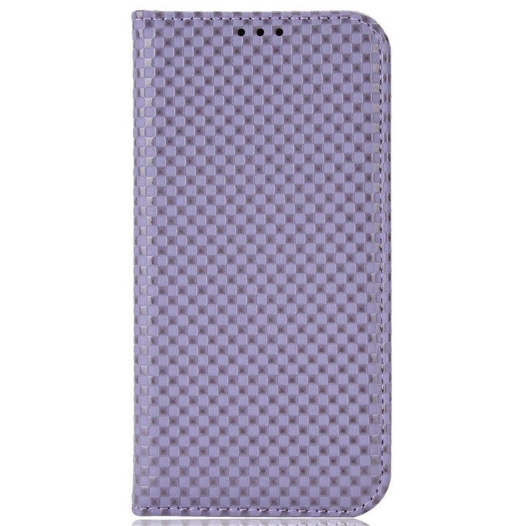Anti-drop Cell Phone Cover For Google Pixel 7 Pro 5G, Grid Texture Magnetic Closure Phone Case PU Leather Protective Flip Wallet Cover Stand  - Light Purple