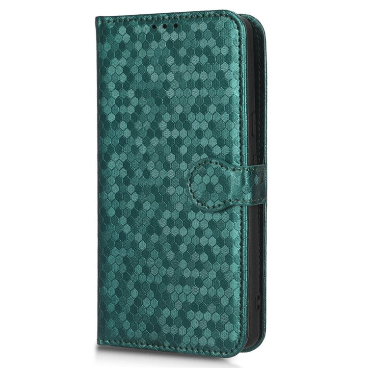 Shockproof Phone Case for Google Pixel 7 Pro 5G, Dot Pattern Imprinted Stand Cell Phone Flip Leather Wallet Cover with Strap - Green