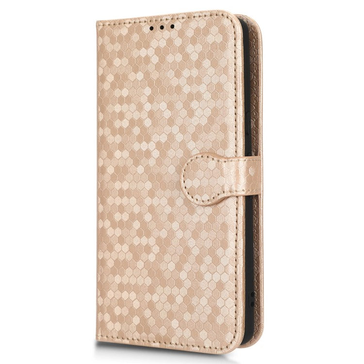 Shockproof Phone Case for Google Pixel 7 Pro 5G, Dot Pattern Imprinted Stand Cell Phone Flip Leather Wallet Cover with Strap - Rose Gold