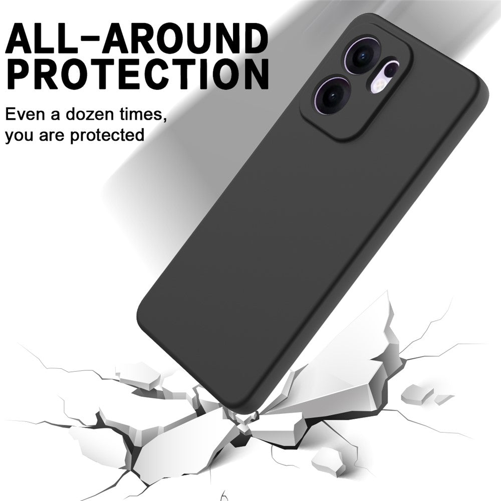 For Oppo Reno13 F 5G / Oppo Reno13 F 4G Liquid Silicone Case Phone Back Cover with Hand Strap - Black