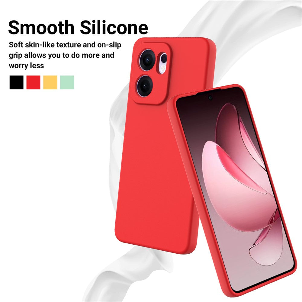 For Oppo Reno13 F 5G / Oppo Reno13 F 4G Liquid Silicone Case Phone Back Cover with Hand Strap - Red