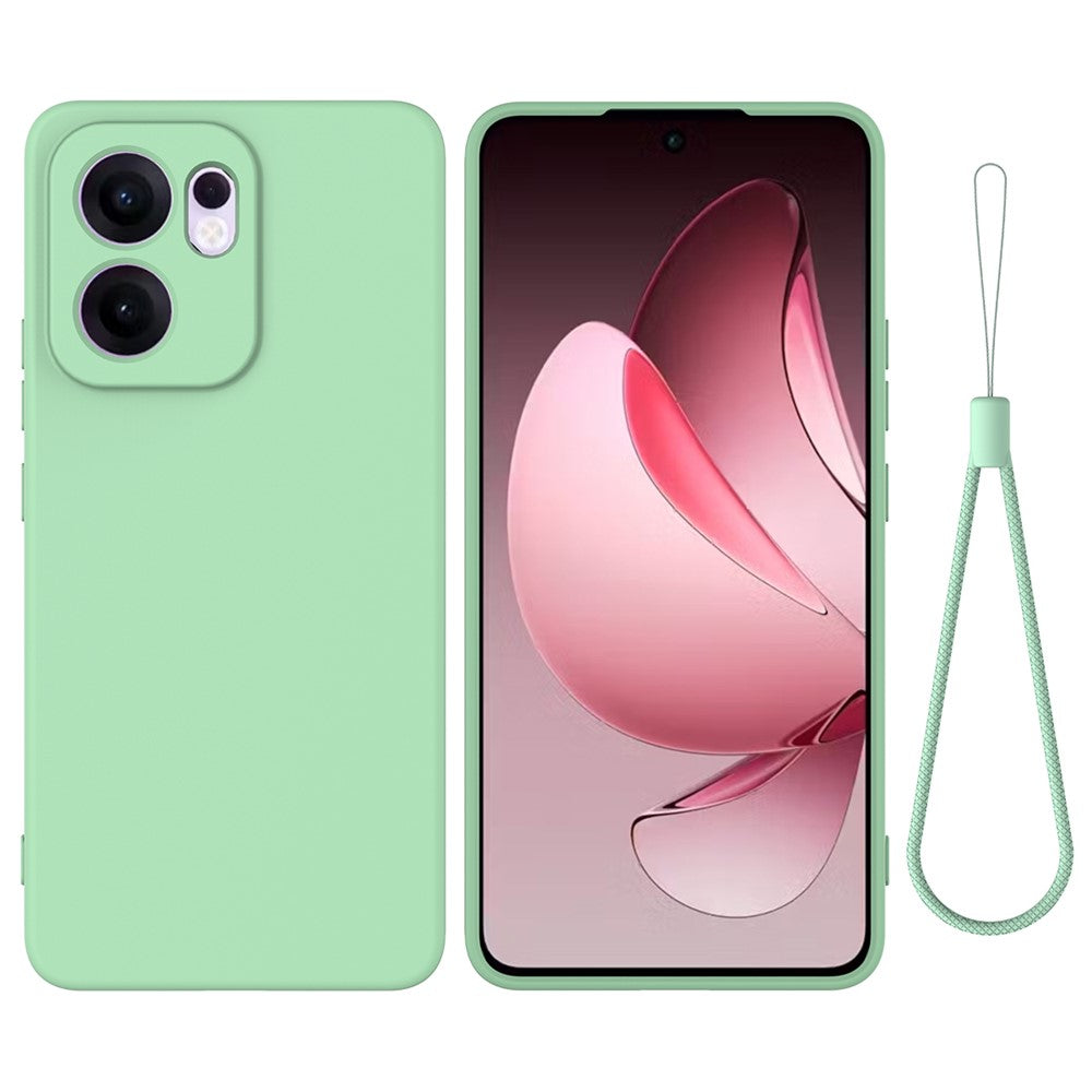 For Oppo Reno13 F 5G / Oppo Reno13 F 4G Liquid Silicone Case Phone Back Cover with Hand Strap - Green