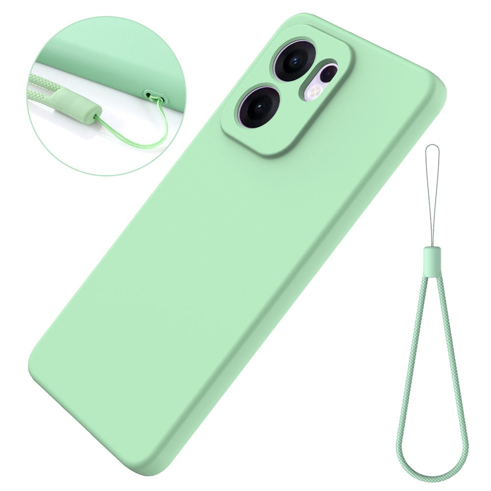 For Oppo Reno13 F 5G / Oppo Reno13 F 4G Liquid Silicone Case Phone Back Cover with Hand Strap - Green