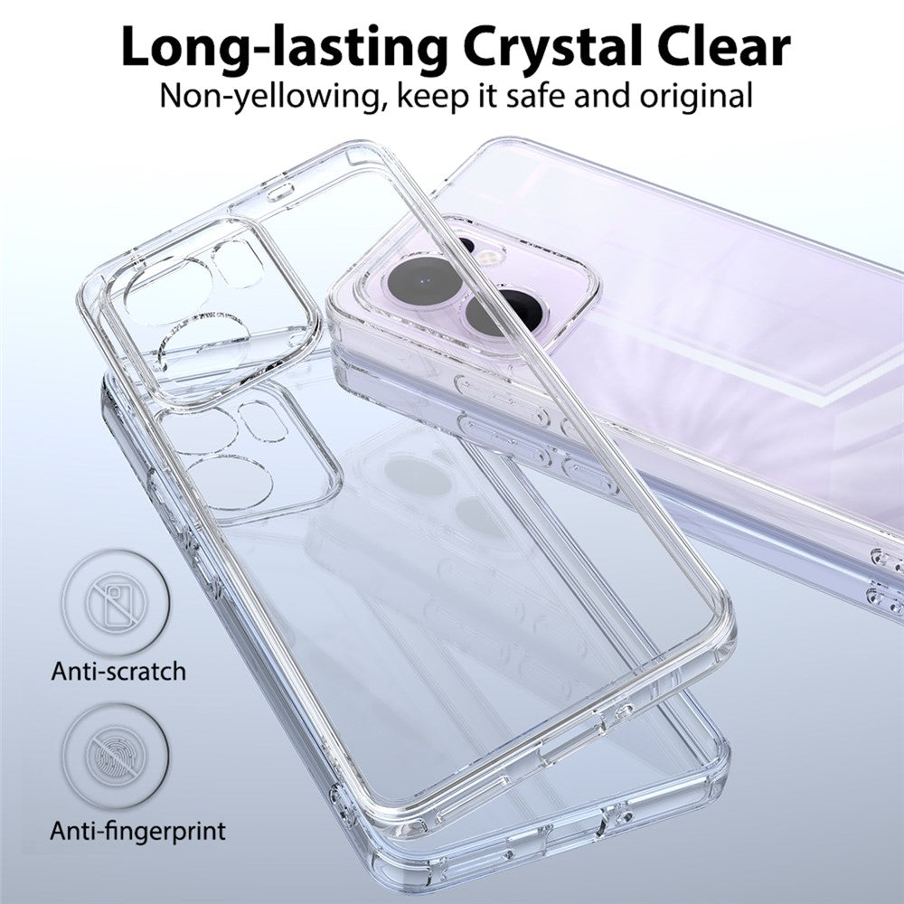 For Oppo Reno13 F 4G / Oppo Reno13 F 5G Clear Phone Case TPU+Acrylic Shockproof Phone Back Cover - Clear