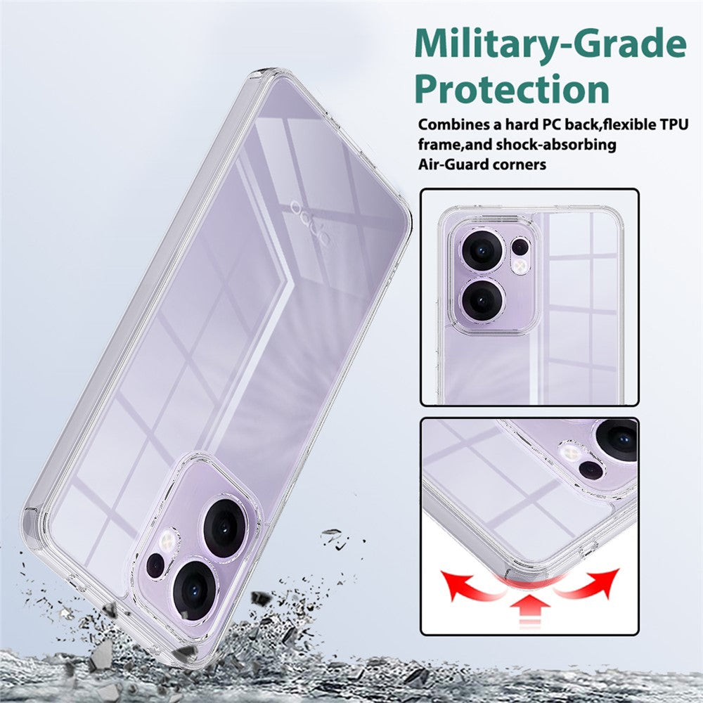 For Oppo Reno13 F 4G / Oppo Reno13 F 5G Clear Phone Case TPU+Acrylic Shockproof Phone Back Cover - Clear