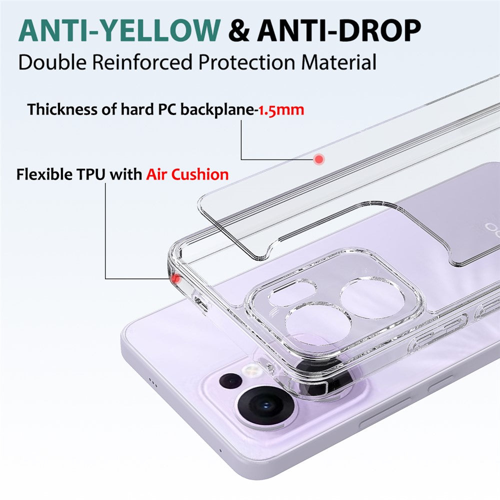 For Oppo Reno13 F 4G / Oppo Reno13 F 5G Clear Phone Case TPU+Acrylic Shockproof Phone Back Cover - Clear