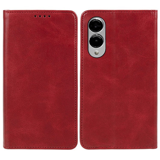 For Samsung Galaxy S25 Edge Case Strong Magnetic PU Leather Phone Cover Calf Texture - Red