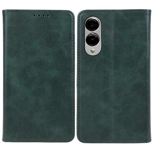 For Samsung Galaxy S25 Edge Case Strong Magnetic PU Leather Phone Cover Calf Texture - Green