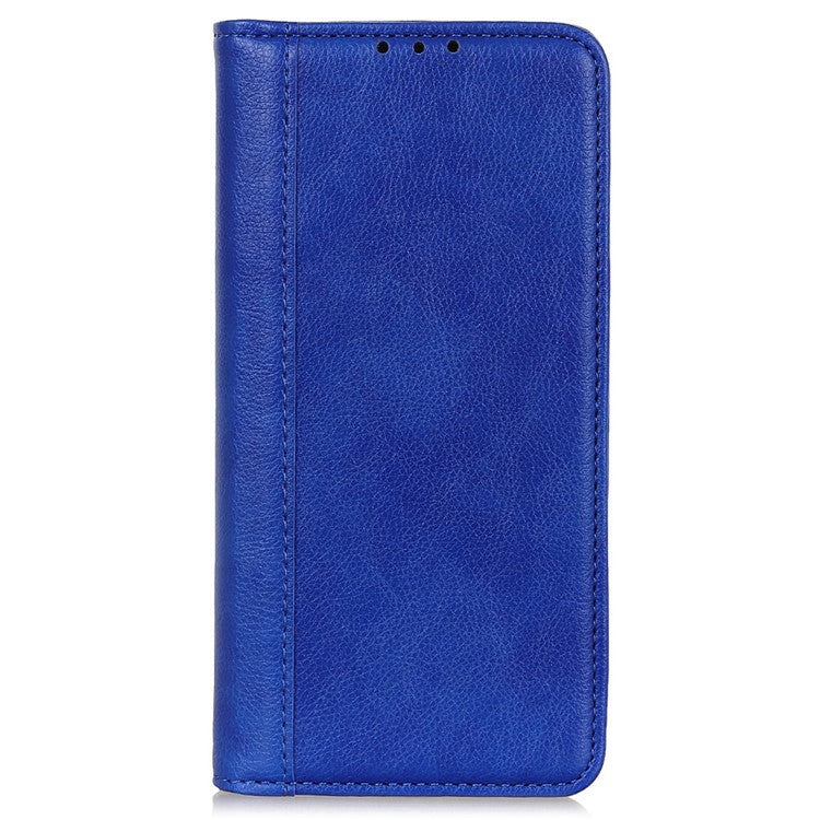 Shockproof Cell Phone Cover For Honor X8 5G, Litchi Texture Split Leather Wallet Stand Case Magnetic Auto-absorbed Phone Shell - Blue