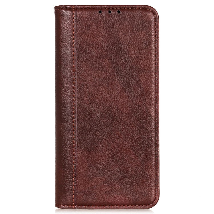 Shockproof Cell Phone Cover For Honor X8 5G, Litchi Texture Split Leather Wallet Stand Case Magnetic Auto-absorbed Phone Shell - Brown