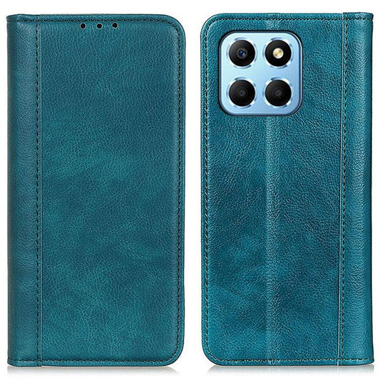 Shockproof Cell Phone Cover For Honor X8 5G, Litchi Texture Split Leather Wallet Stand Case Magnetic Auto-absorbed Phone Shell - Green