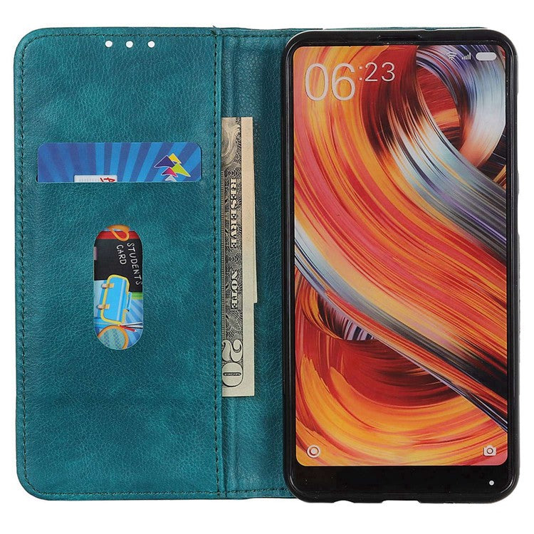 Shockproof Cell Phone Cover For Honor X8 5G, Litchi Texture Split Leather Wallet Stand Case Magnetic Auto-absorbed Phone Shell - Green