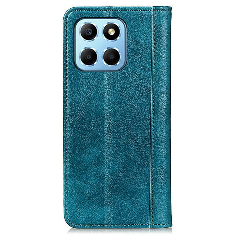Shockproof Cell Phone Cover For Honor X8 5G, Litchi Texture Split Leather Wallet Stand Case Magnetic Auto-absorbed Phone Shell - Green