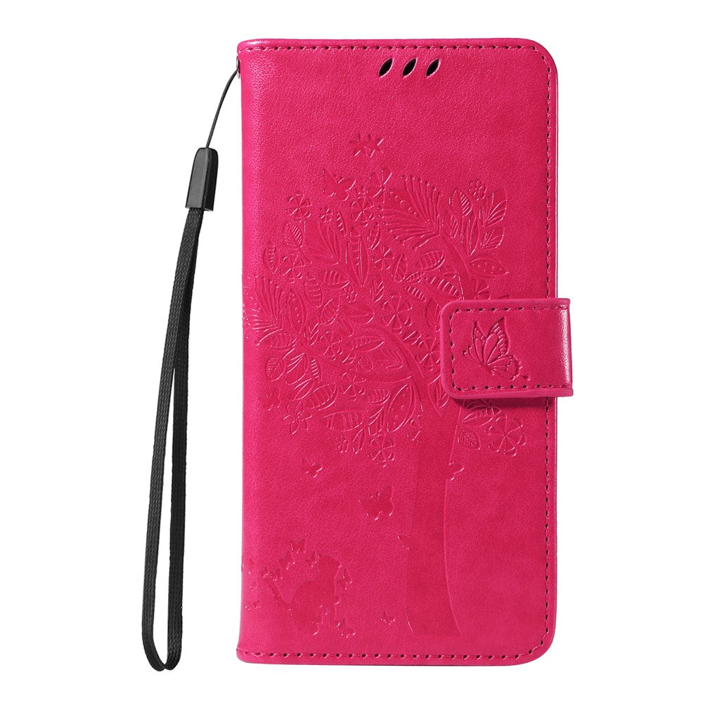 For Oppo Reno13 F 5G Phone Case with Stand Cat Tree Pattern Leather Wallet Mobile Cover - Rose