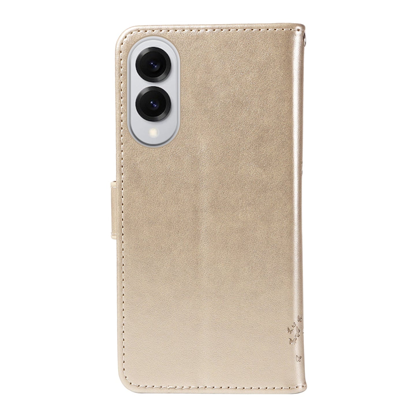 For Samsung Galaxy S25 Edge Phone Case with Stand Cat Tree Pattern Leather Wallet Mobile Cover - Gold
